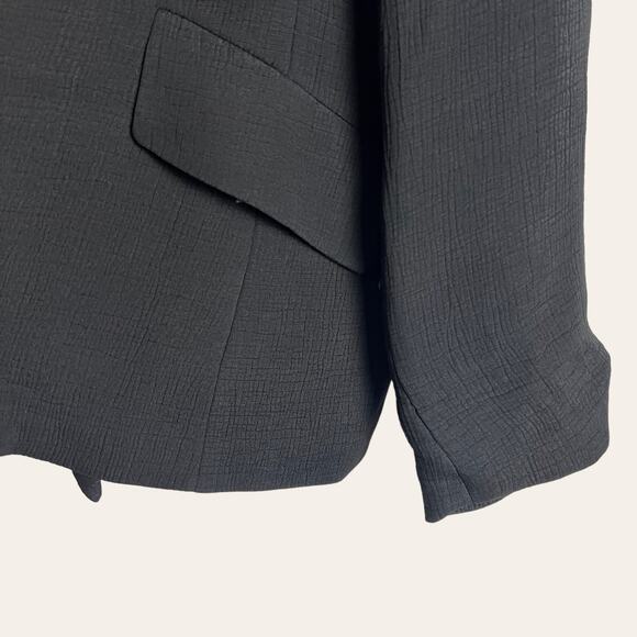 Eileen Fisher Black Silk Blend Crinkled Double Breasted Blazer Jacket 1X - Picture 6 of 8